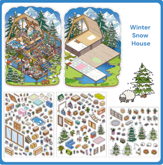 Aesthetic Four Seasons Cottage Scene Stickers