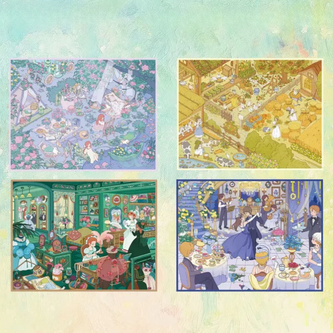 Monet Floral Painting Greenery World Golden Gala Night Landscape Sticker