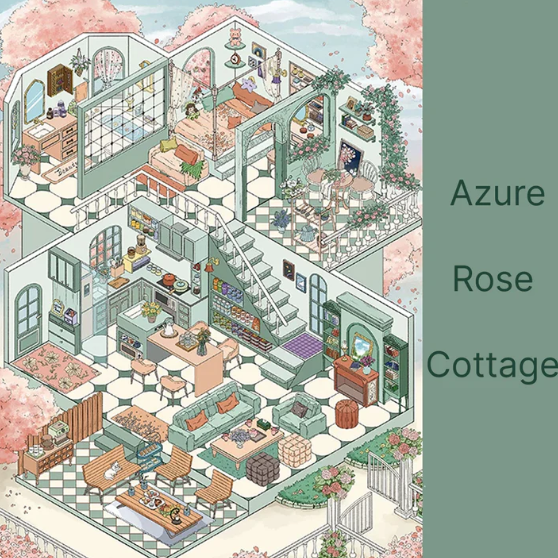 Big Size Luxury Cozy Villa Cottage Miniature Scene Sticker