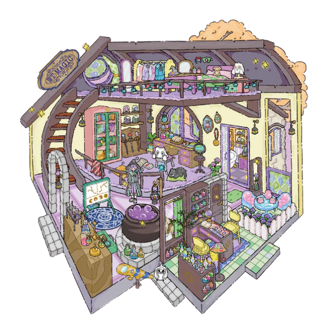 Metting Roses Stardust At Fingertips Snug Villa 3D Scene Sticker