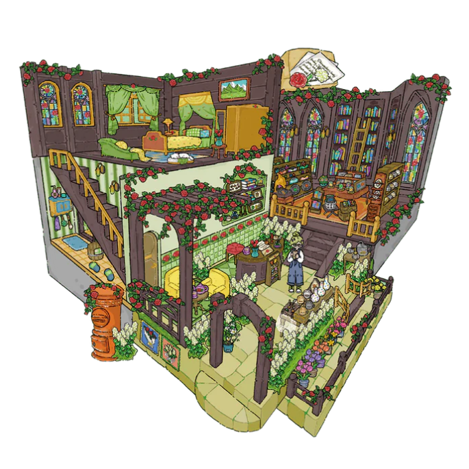Metting Roses Stardust At Fingertips Snug Villa 3D Scene Sticker