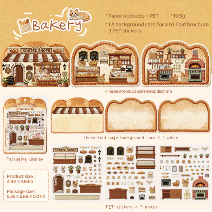 Embroidery Theme Cute Dessert Coffee Barkey Shop Traveling Store Car Sticker
