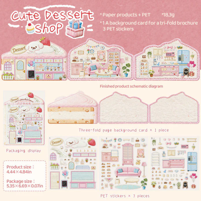 Embroidery Theme Cute Dessert Coffee Barkey Shop Traveling Store Car Sticker
