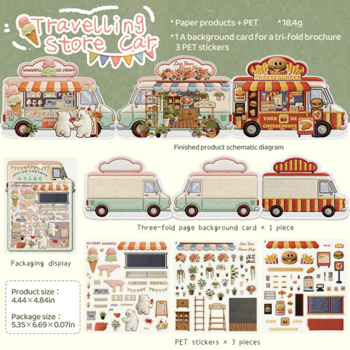 Embroidery Theme Cute Dessert Coffee Barkey Shop Traveling Store Car Sticker