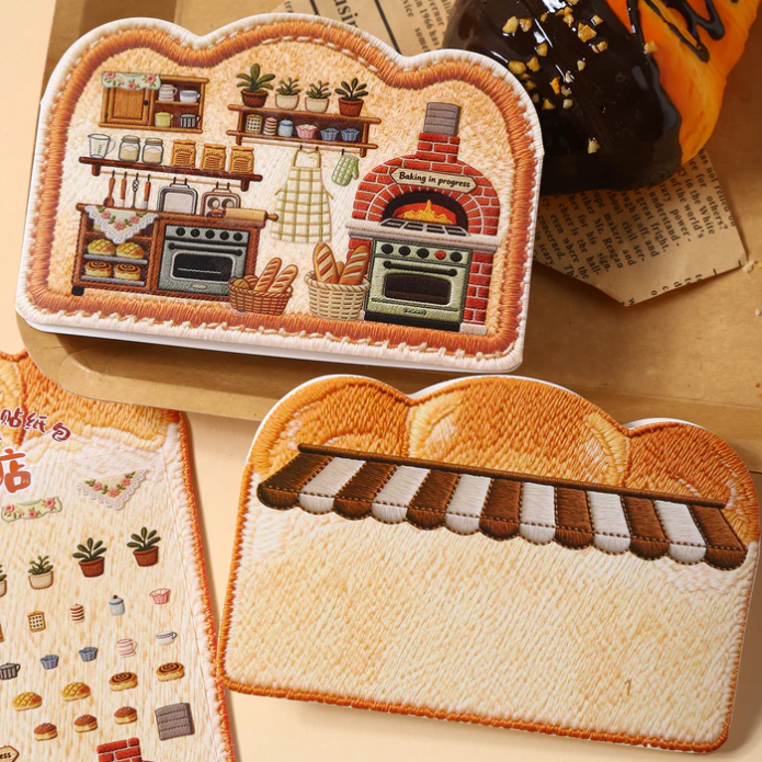 Embroidery Theme Cute Dessert Coffee Barkey Shop Traveling Store Car Sticker