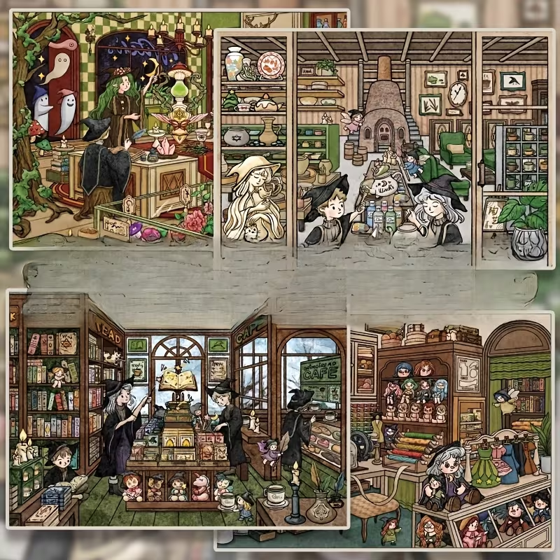 Magic Enchanted Wizardry Workshop Scene Stickers