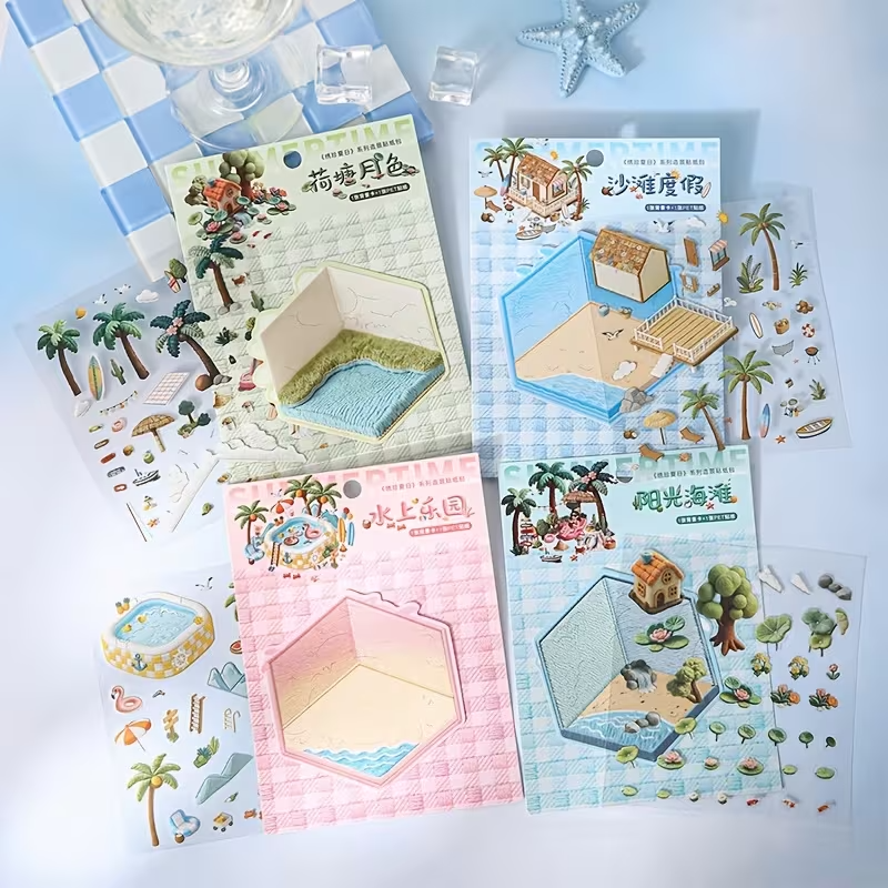 Summer Island Scene Stickers