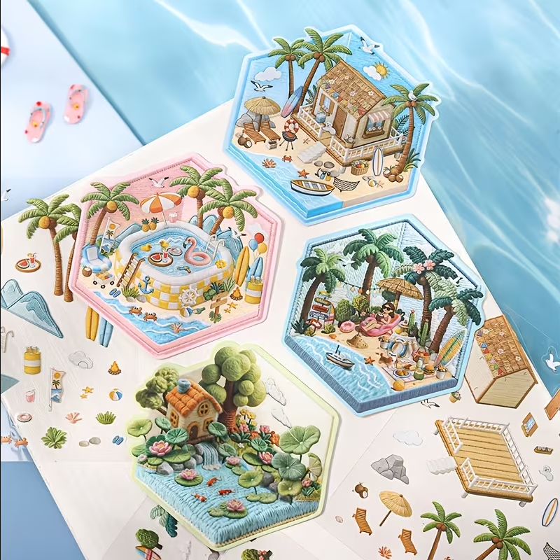 Summer Island Scene Stickers