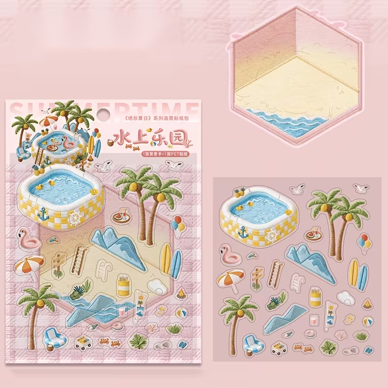 Summer Island Scene Stickers