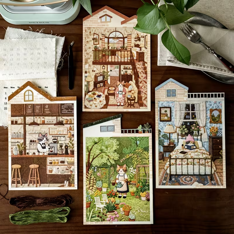 Cat Themed Cute Cat Daily Life Room Stickers for DIY