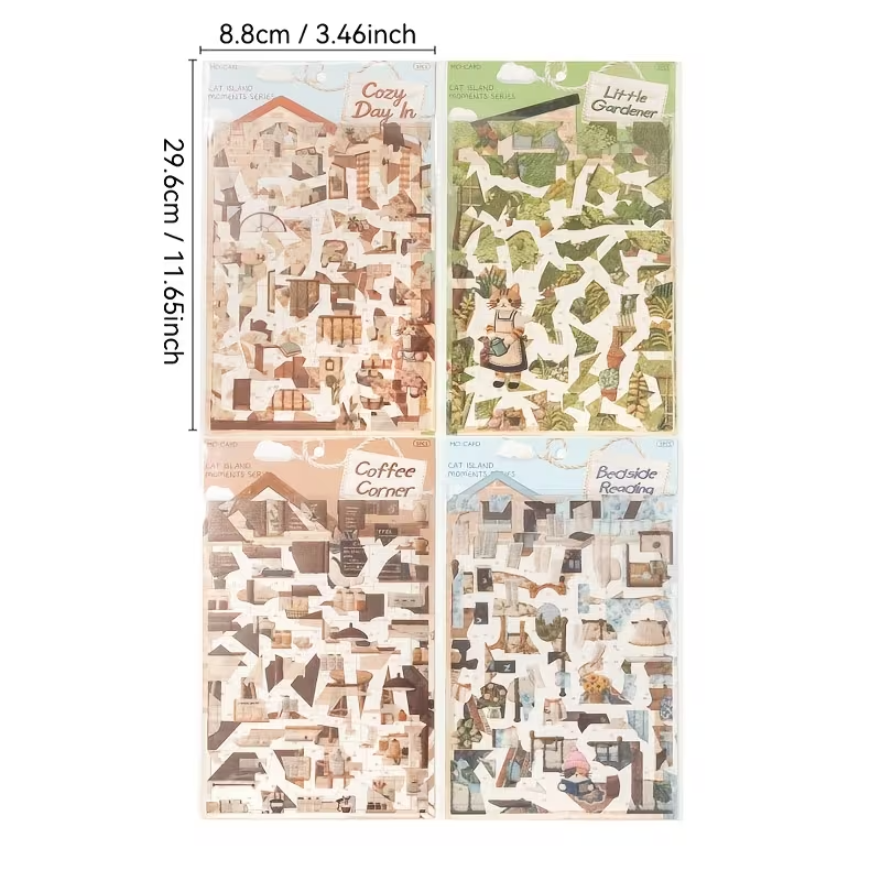 Cat Themed Cute Cat Daily Life Room Stickers for DIY