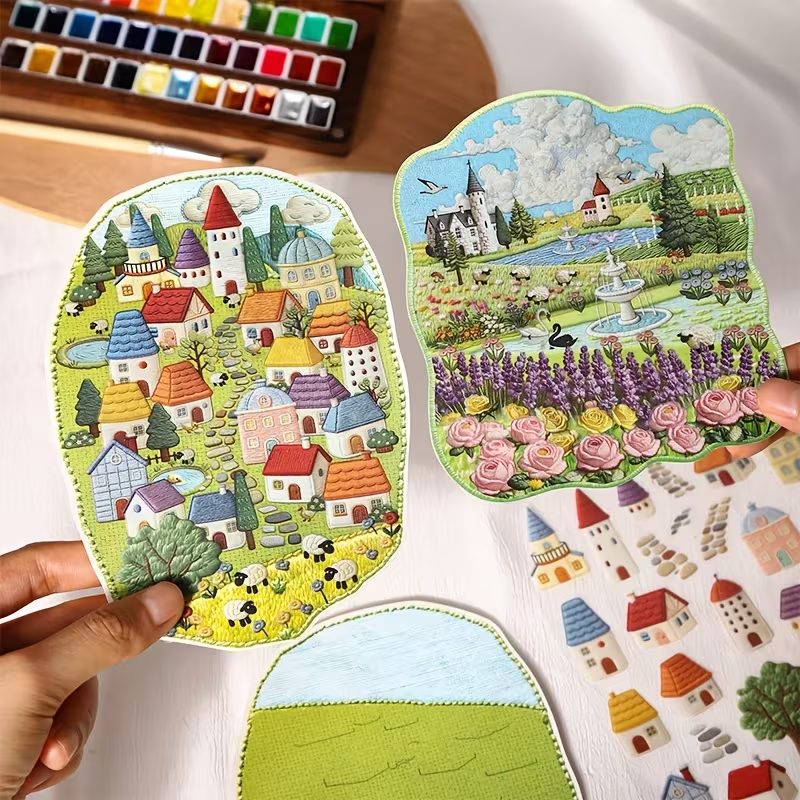 Mediterranean & European Town Embroidery Stickers