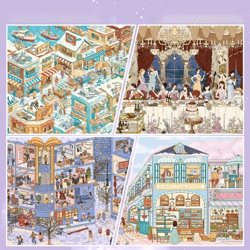 Journal Winter Island Spring Pass Dinner Party 3D Sticker Scene