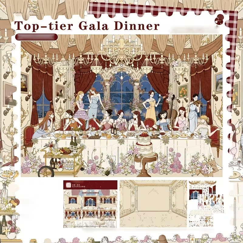 Journal Winter Island Spring Pass Dinner Party 3D Sticker Scene
