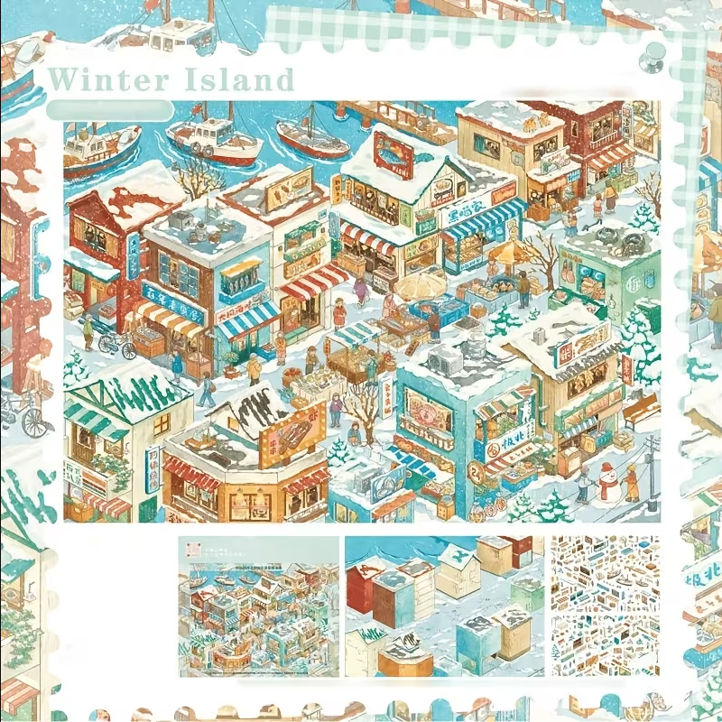 Journal Winter Island Spring Pass Dinner Party 3D Sticker Scene