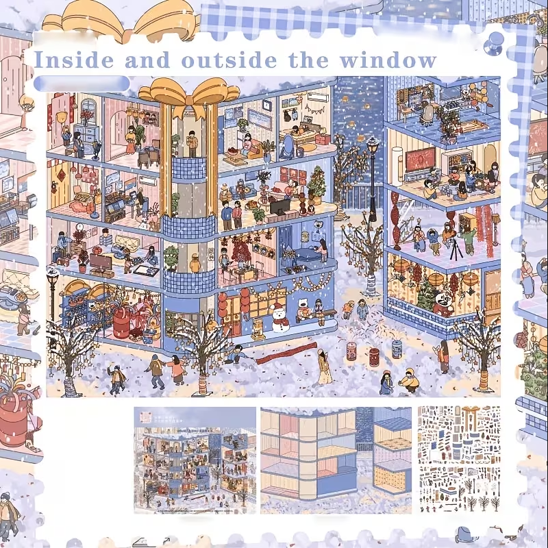 Journal Winter Island Spring Pass Dinner Party 3D Sticker Scene