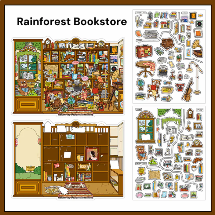 Souvenir Shop Rainforest Bookstore Doll Shop 3D Sticker Scene