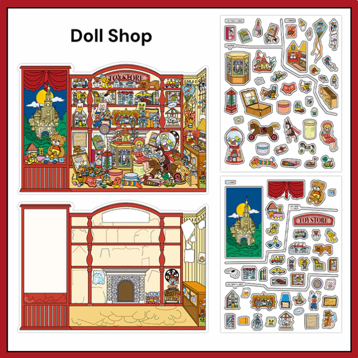 Souvenir Shop Rainforest Bookstore Doll Shop 3D Sticker Scene