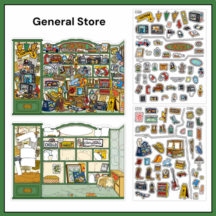 Souvenir Shop Rainforest Bookstore Doll Shop 3D Sticker Scene