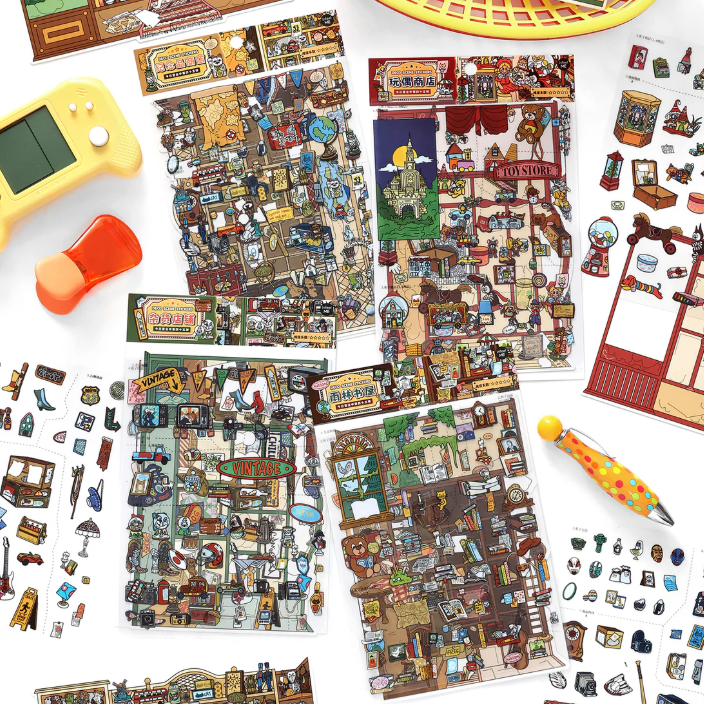 Souvenir Shop Rainforest Bookstore Doll Shop 3D Sticker Scene