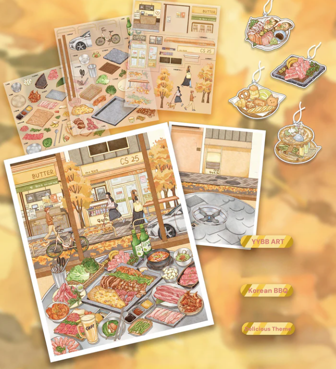 Delicious Food Korean BBQ Suki Yaki Desserts Stickers