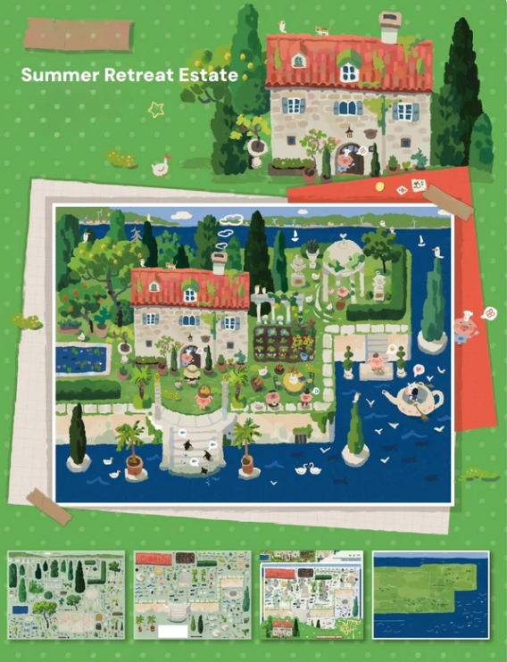 Little Cat’s Cleaning Day Cottagecore Fairy Tale 3D Scene Stickers