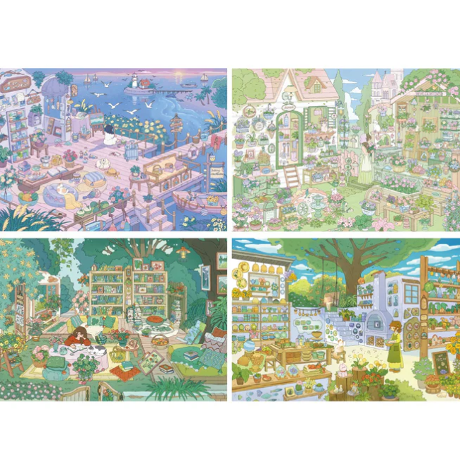 3D Scene Stickers Green Bookstore Pink Jelly Dreams Whale Reverie