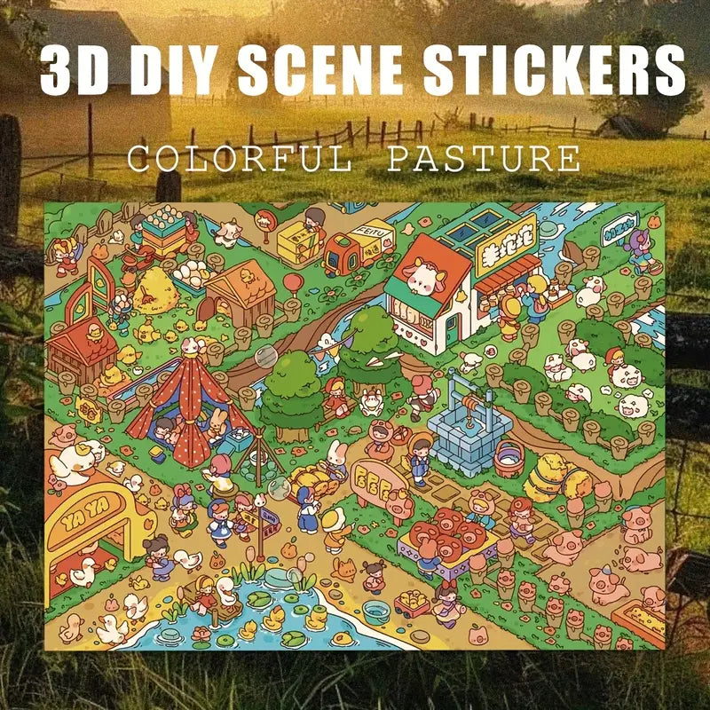 DIY 3D Sticker Scene Make Your Own Farm Pasture Library Miniature House