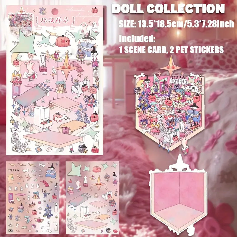 DIY Autumn Frost Fragrance of Sakura Winter Moon Night Swimming Pool 3D Sticker Scene
