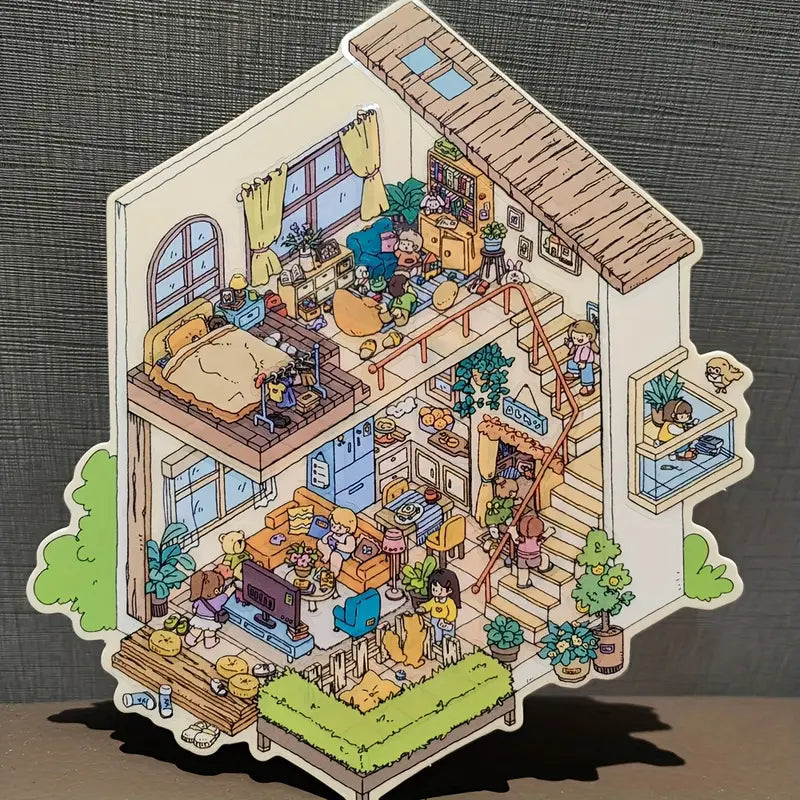 3D Stickers Scene Make your Own |Cozy House|Tree House|Purple Wardrobe
