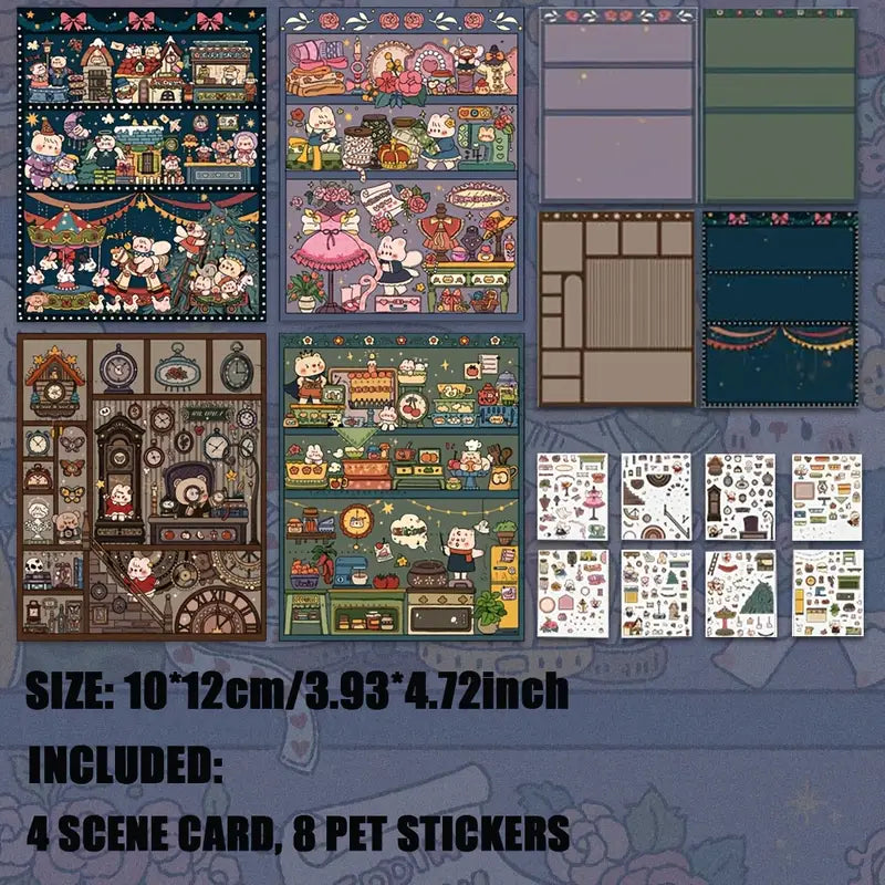 Dream Town Miniature Scene Sticker DIY Postcard