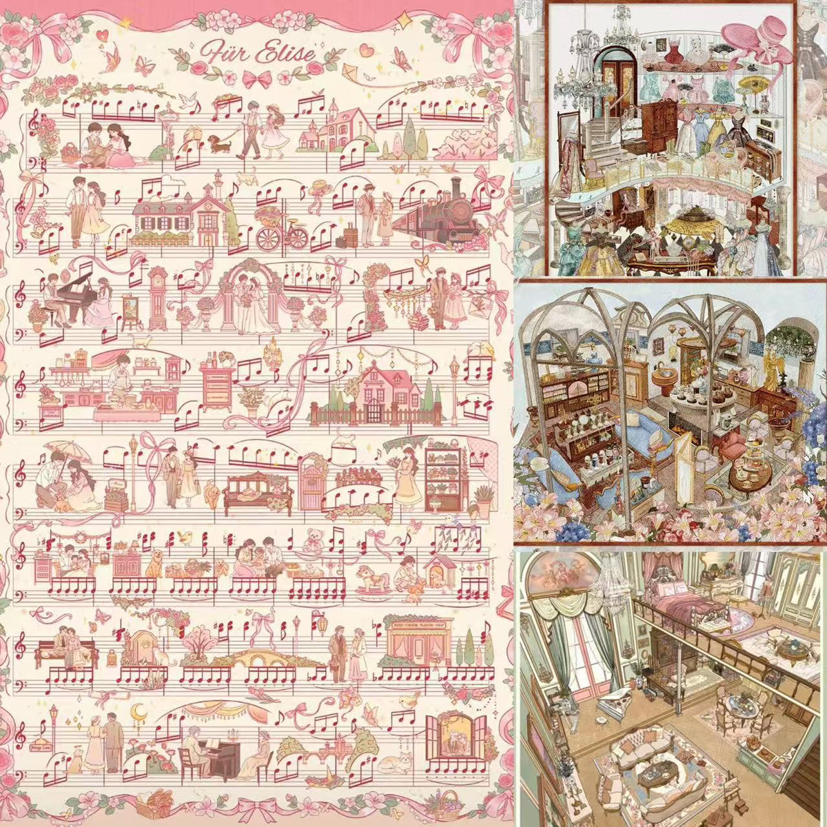 DIY Für Elise Sheet Music Miniature Scene Stickers