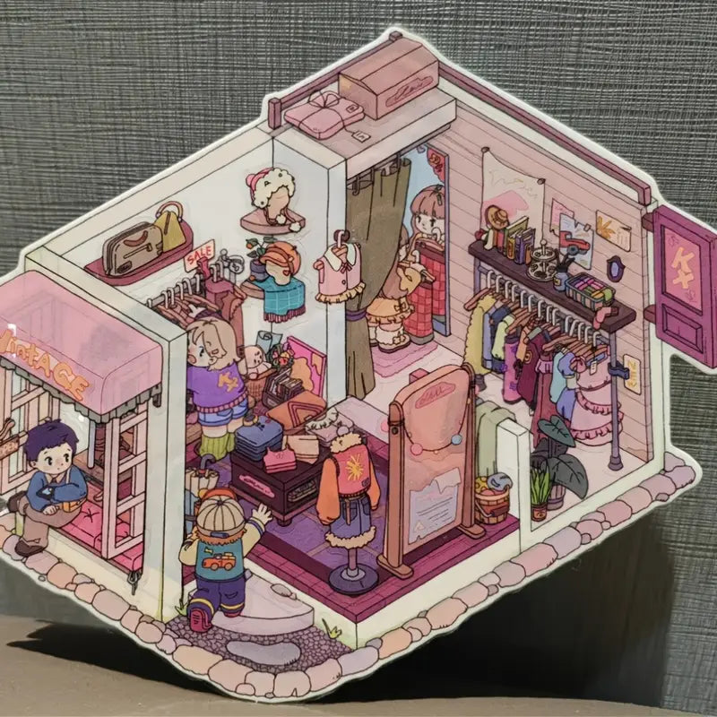 3D Stickers Scene Make your Own |Cozy House|Tree House|Purple Wardrobe