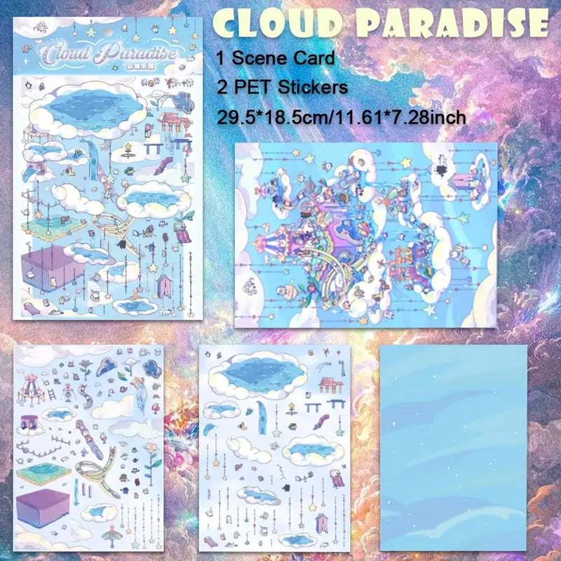 Big Size 3D Stickers, Make Cute Cat Party Photo Studio Cloud Paradise Miniature