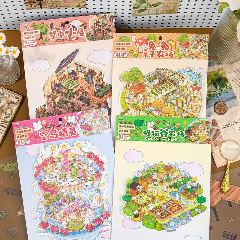DIY 3D Large Size The Garden of Angels Bunny Farm Cat Farm Leisure Hut