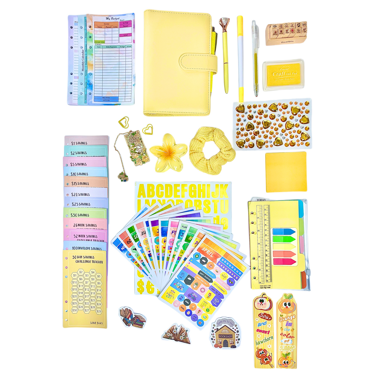 Yellow Journal Kit|Monthly Weekly Planner Notebook|Budget Binder|Accessories