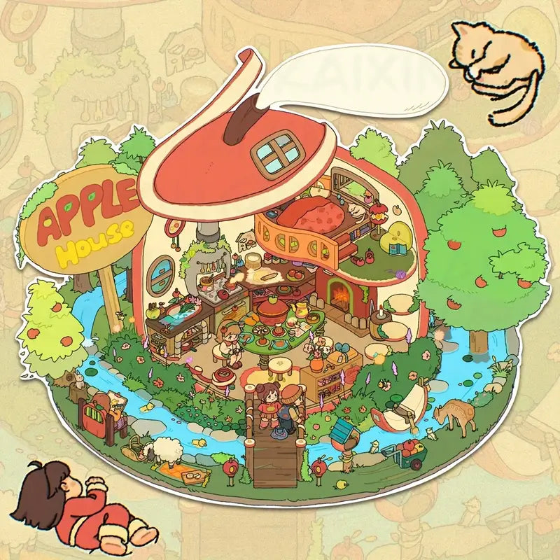 DIY Landscape Stickers Botainst House Perfume Shop Apple House