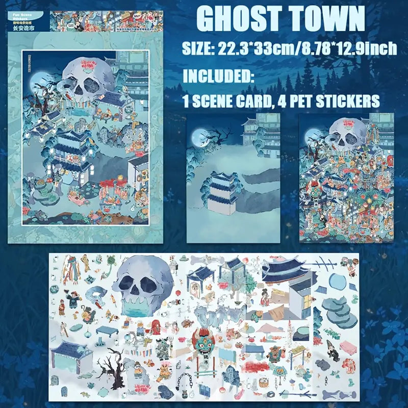 DIY Chinese Ghost Town Ancient Town 3D Landscaping Sticker