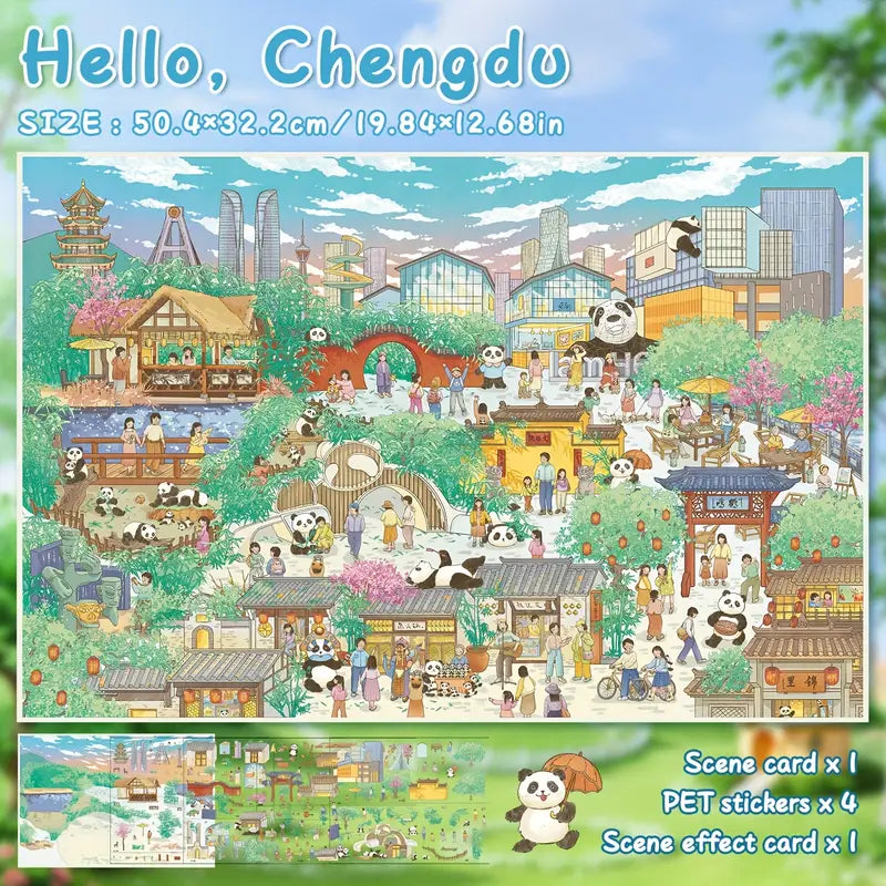 DIY Panda City Happy Zoo 3D Landscape Miniature Stickers