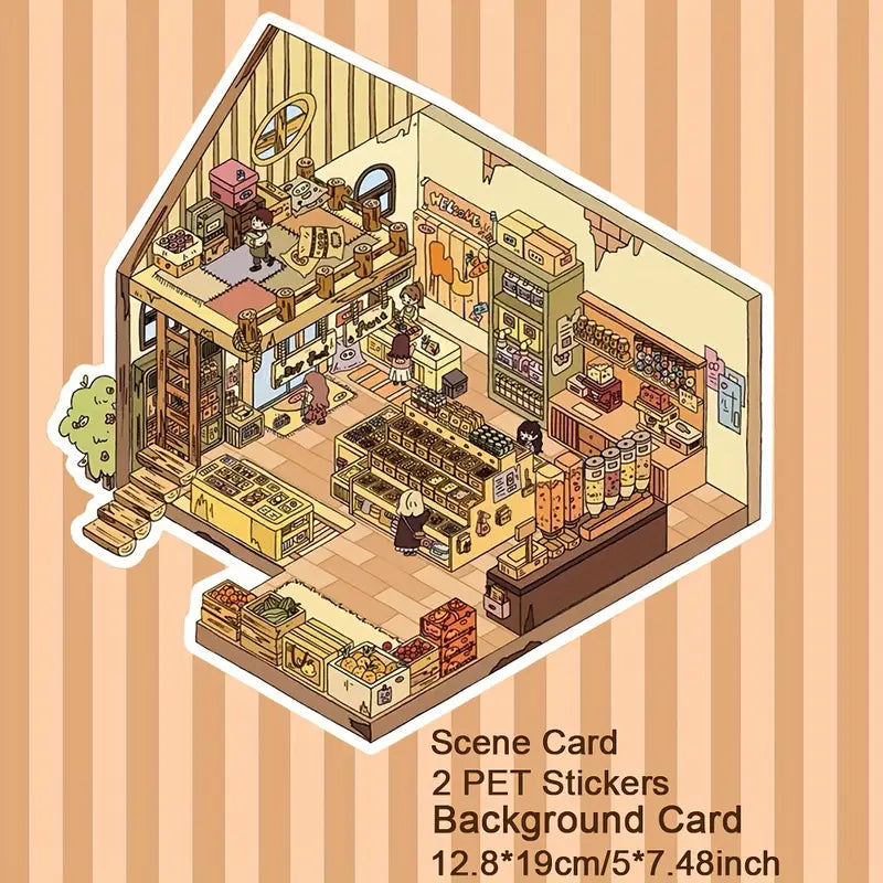 Villa Party Grocery  Store Apartment Girls Party 3D Scenery Stickers
