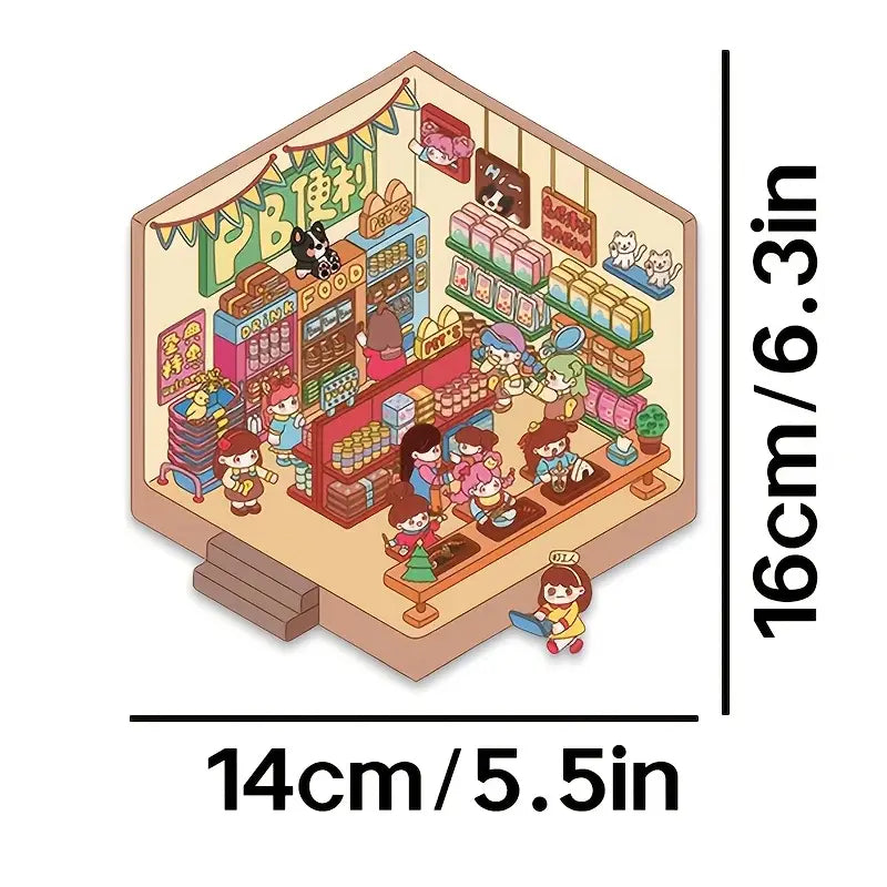 Cute 3D House Miniature Scene Stickers
