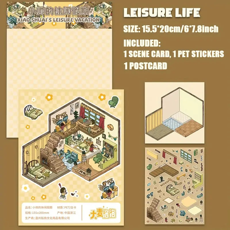 DIY Cozy Girls Loft House Garden Villa Scene Stickers