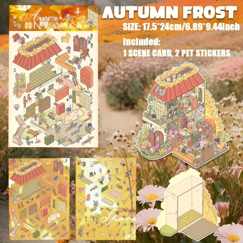 DIY Autumn Frost Fragrance of Sakura Winter Moon Night Swimming Pool 3D Sticker Scene