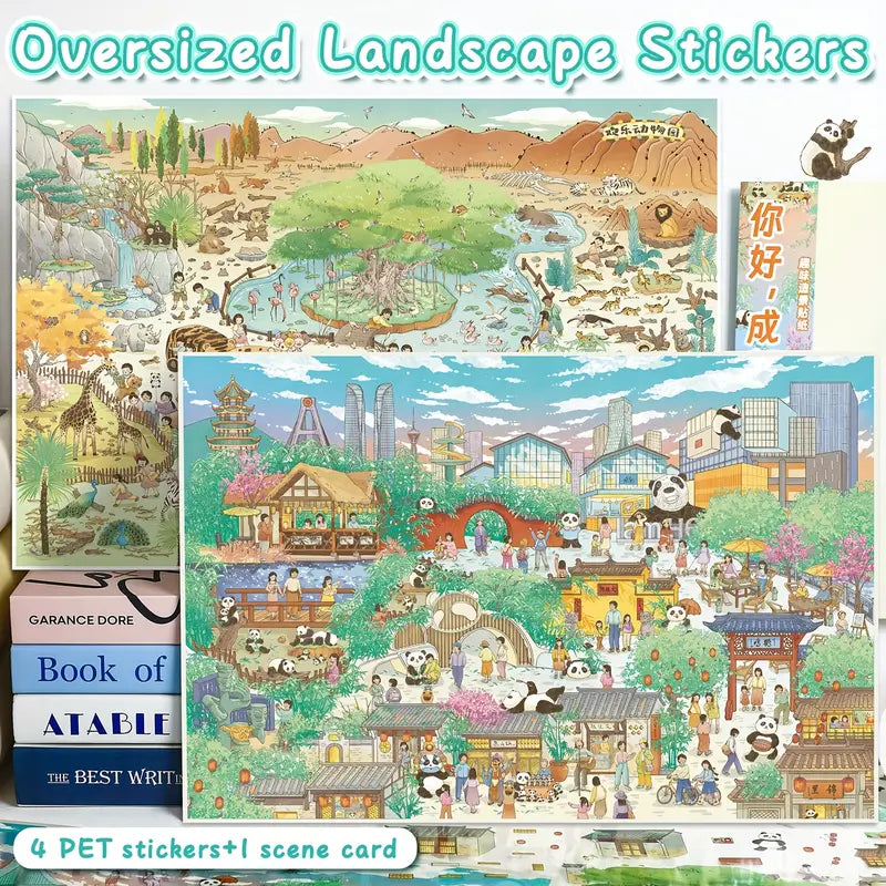 DIY Panda City Happy Zoo 3D Landscape Miniature Stickers