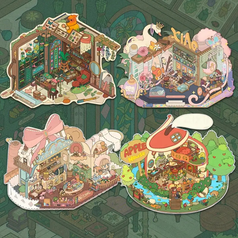 DIY Landscape Stickers Botainst House Perfume Shop Apple House
