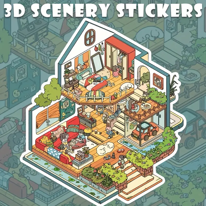 Villa Party Grocery  Store Apartment Girls Party 3D Scenery Stickers