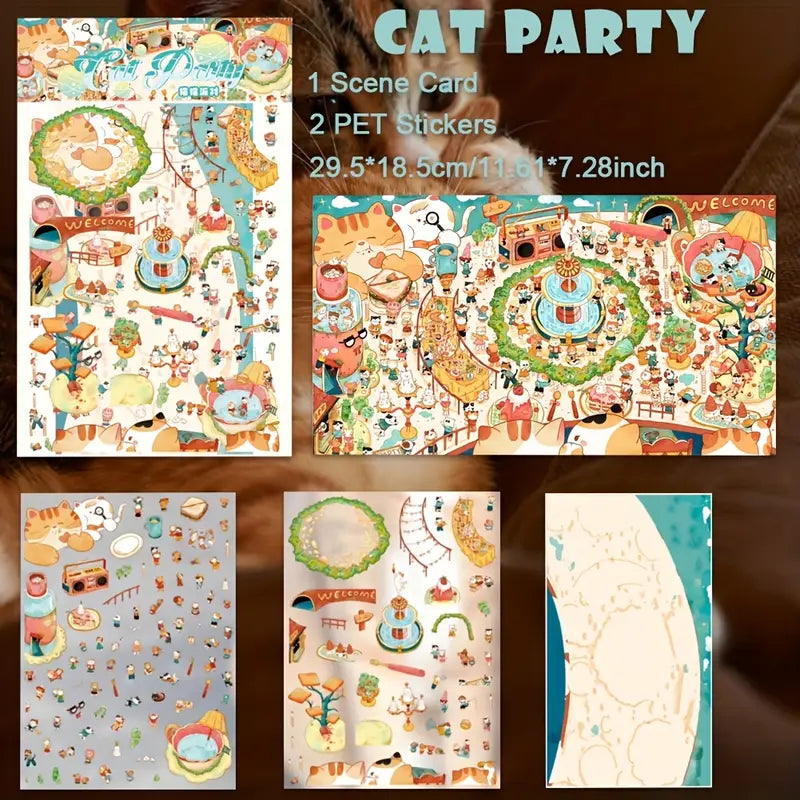 Big Size 3D Stickers, Make Cute Cat Party Photo Studio Cloud Paradise Miniature
