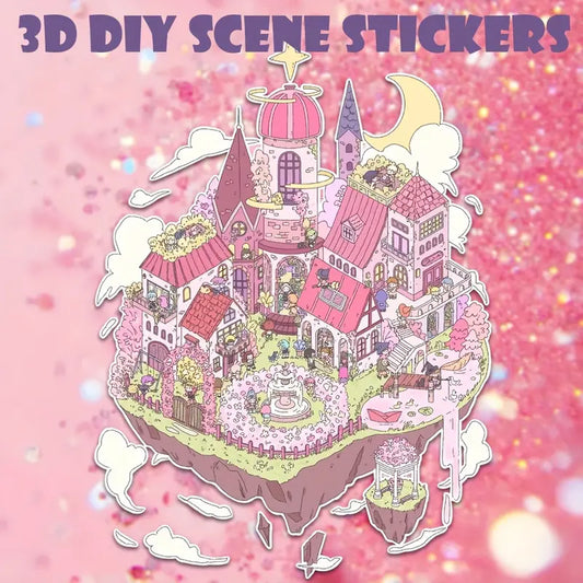 DIY Autumn Frost Fragrance of Sakura Winter Moon Night Swimming Pool 3D Sticker Scene