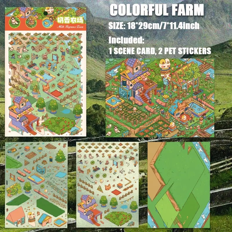 DIY 3D Sticker Scene Make Your Own Farm Pasture Library Miniature House