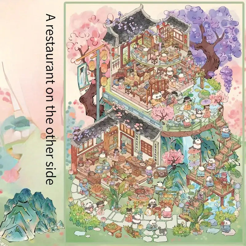 Chinese Style 3D Landscape Miniature DIY Sticker Set